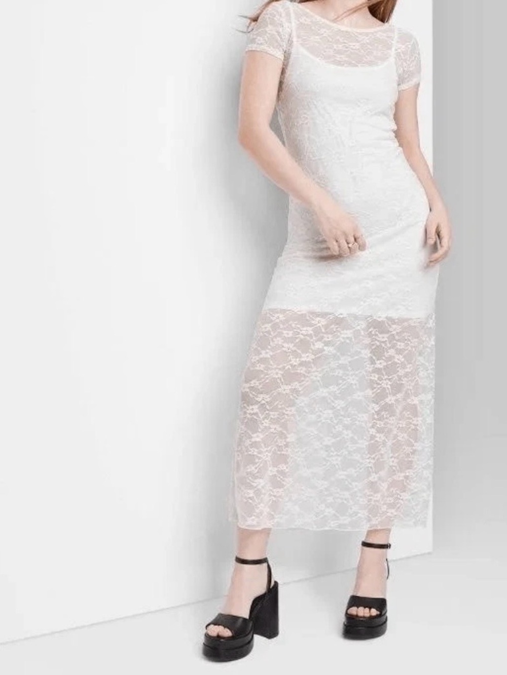 wild fable White Lace Maxi Dress